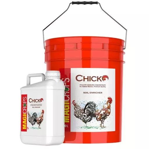 کود مرغی مایع چیکو 5 لیتر chicko غنی شده با نیتروژن فسفر تاسیم هیومیک اسید